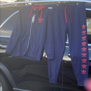 Adidas Adult Navy and Red Joggers